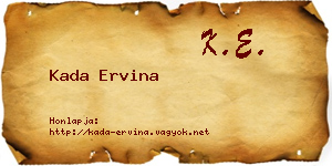 Kada Ervina névjegykártya